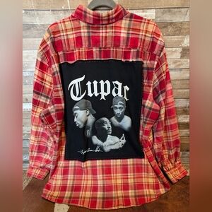 Tupac Upcycled Handcrafted Dip Dye Bleached Flannel Shirt